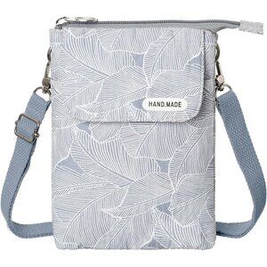 Women's Light Grey Cotton Handmade Cute Canvas Cross Body Bags Phone Purse